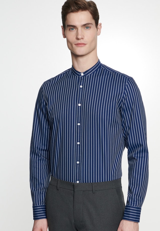 Easy-iron Twill Business Shirt in Shaped with Stand-Up Collar in Dark Blue |  Seidensticker Onlineshop
