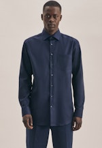 Non-iron Structure Business Shirt in Regular with Kent-Collar in Dark Blue |  Seidensticker Onlineshop