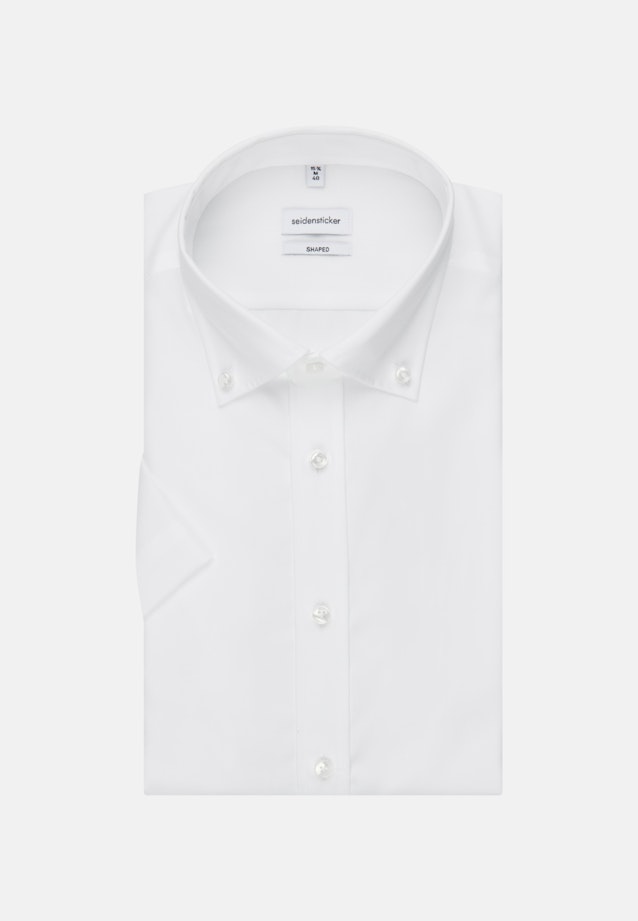 Non-iron Poplin Short sleeve Business Shirt in Shaped with Button-Down-Collar in White | Seidensticker Onlineshop