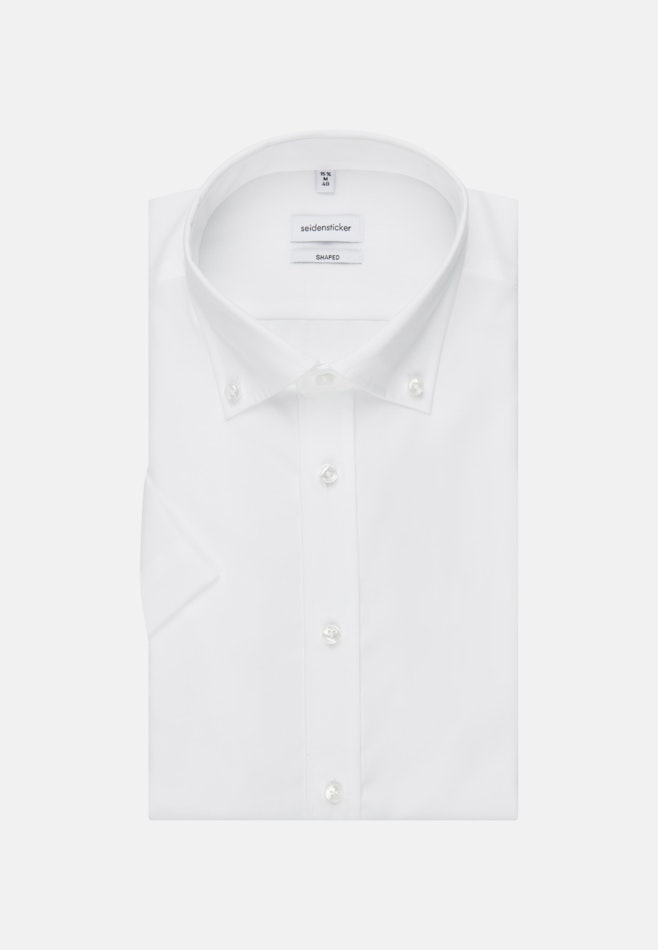 Non-iron Poplin Short sleeve Business Shirt in Shaped with Button-Down-Collar in White | Seidensticker Onlineshop