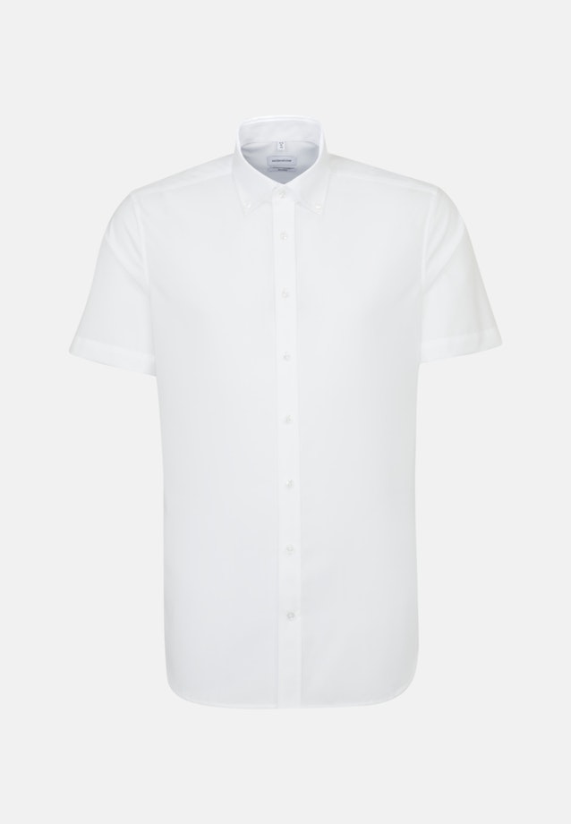 Non-iron Poplin Short sleeve Business Shirt in Shaped with Button-Down-Collar in White |  Seidensticker Onlineshop