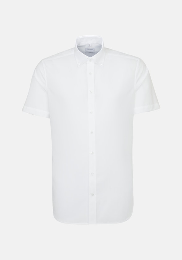 Non-iron Popeline Korte mouwen Business overhemd in Shaped with Button-Down-Kraag in Wit |  Seidensticker Onlineshop