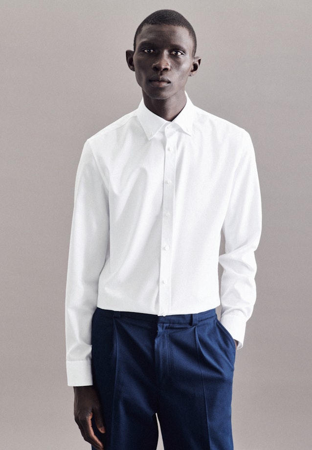 Herren Bügelfreies Popeline Business Hemd in Slim mit Button-Down-Kragen  weiß | Seidensticker