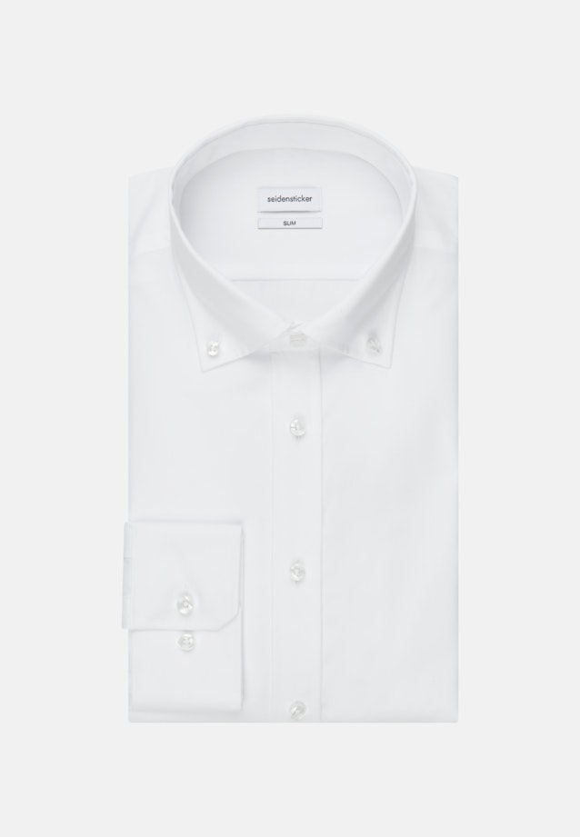 Non-iron Poplin Business Shirt in Slim with Button-Down-Collar in White |  Seidensticker Onlineshop