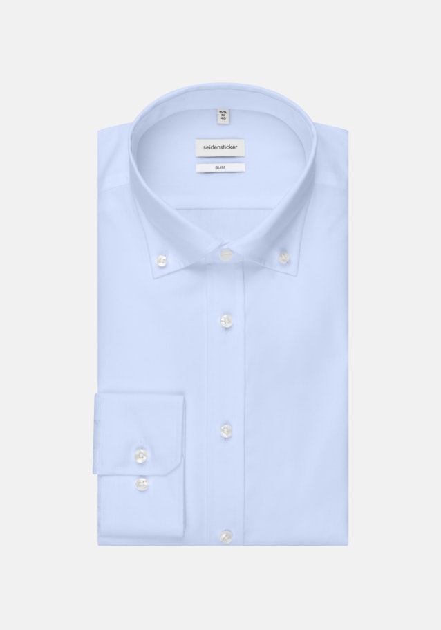 Non-iron Poplin Business Shirt in Slim with Button-Down-Collar in Blue |  Seidensticker Onlineshop
