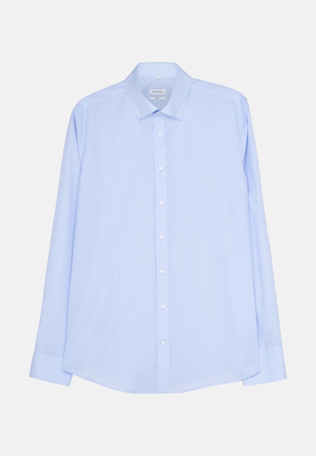 Bügelfreies Popeline Business Hemd in Slim mit Button-Down-Kragen in Mittelblau |  Seidensticker Onlineshop