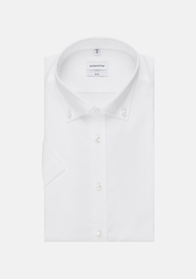 Non-iron Popeline Korte mouwen Business overhemd in Slim with Button-Down-Kraag in Wit |  Seidensticker Onlineshop