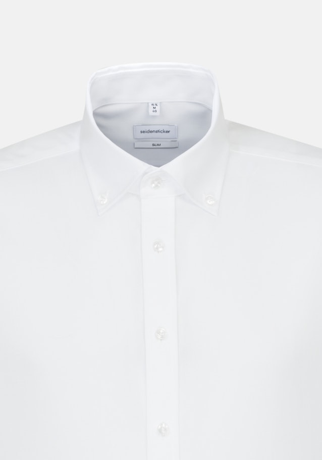 Non-iron Popeline Korte mouwen Business overhemd in Slim with Button-Down-Kraag in Wit |  Seidensticker Onlineshop