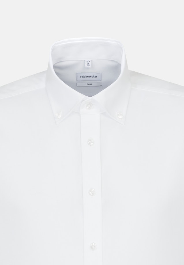 Bügelfreies Popeline Kurzarm Business Hemd in Slim mit Button-Down-Kragen in Weiß |  Seidensticker Onlineshop