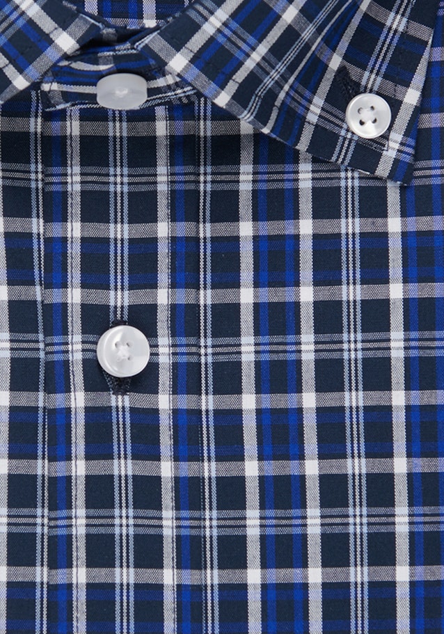 Bügelfreies Popeline Kurzarm Business Hemd in Comfort mit Button-Down-Kragen in Mittelblau |  Seidensticker Onlineshop