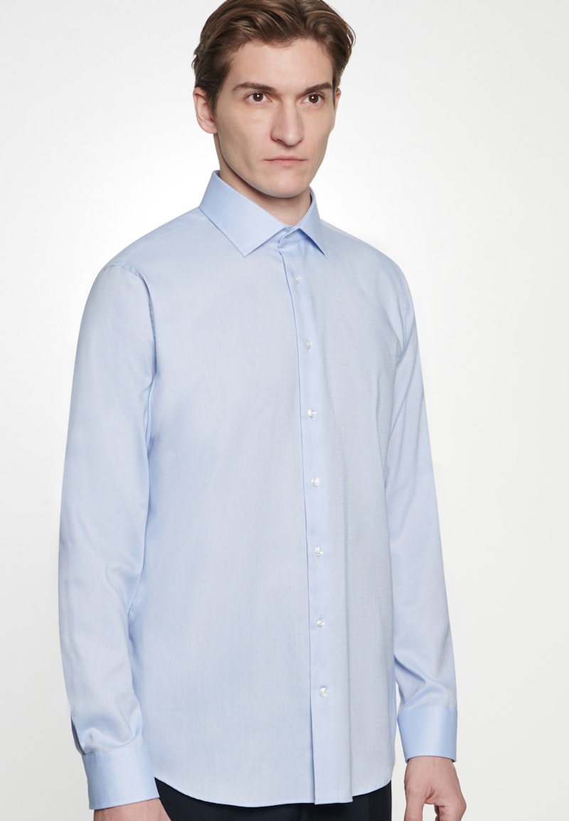 Herren Bügelfreies Struktur Business Hemd in Shaped mit Kentkragen hellblau  | Seidensticker | Klassische Hemden