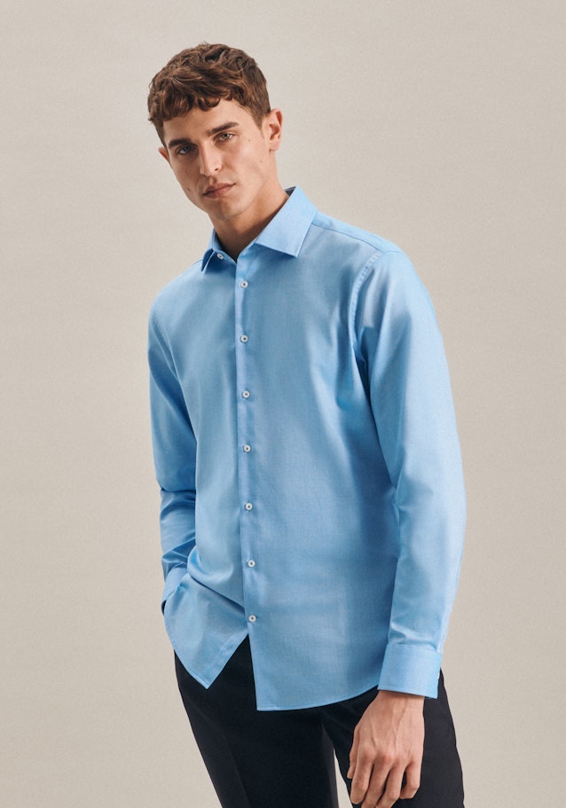 Non-iron Structure Business Shirt in Shaped with Kent-Collar in Turquoise |  Seidensticker Onlineshop