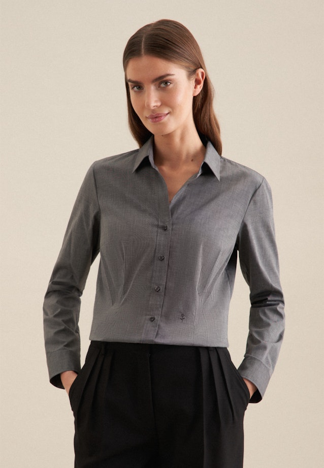 Non-iron Fil a fil Shirt Blouse in Grey | Seidensticker Onlineshop