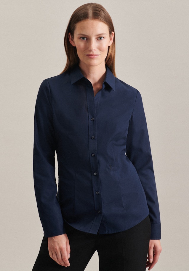 Non-iron Fil a fil Shirt Blouse in Dark Blue | Seidensticker Onlineshop