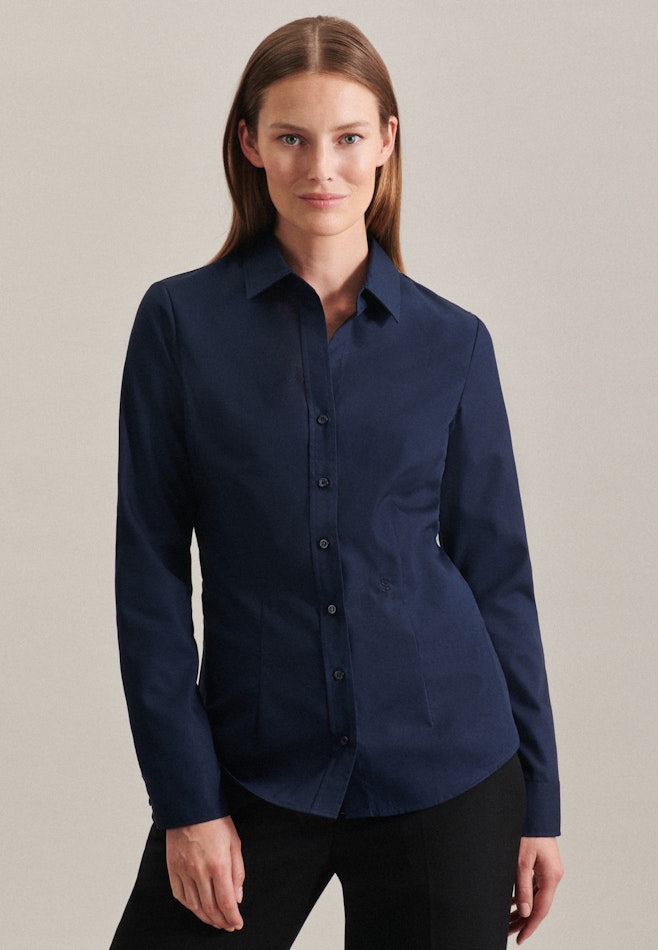 Non-iron Fil a fil Shirtblouse in Donkerblauw | Seidensticker online winkel