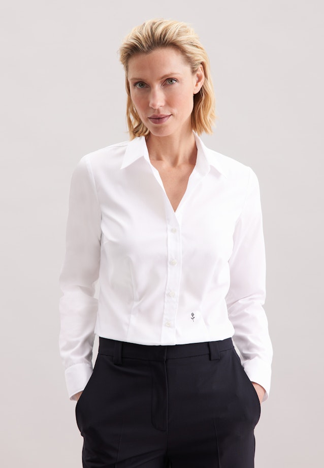 Hemdbluse mit Abnähern slim fit in Weiß |  Seidensticker Onlineshop
