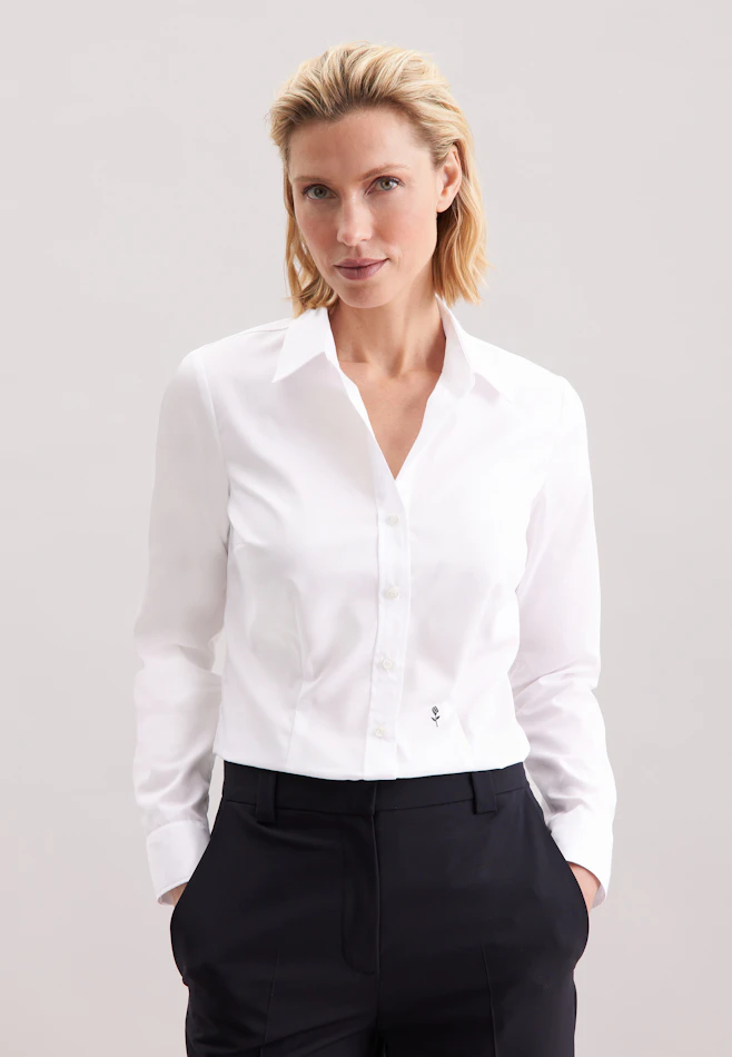 Hemdbluse mit Abnähern slim fit in Weiß | Seidensticker Onlineshop