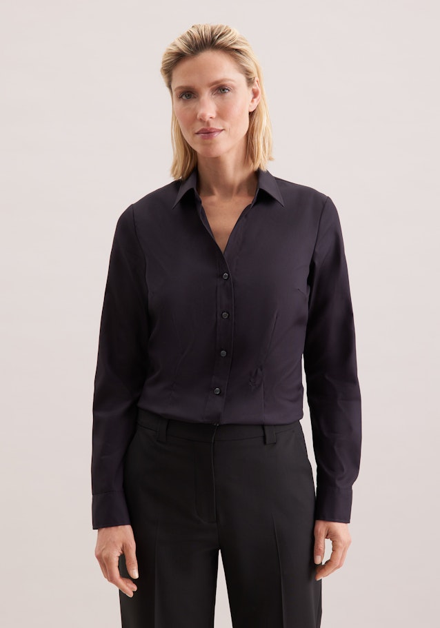 Hemdbluse mit Abnähern slim fit in Schwarz | Seidensticker Onlineshop