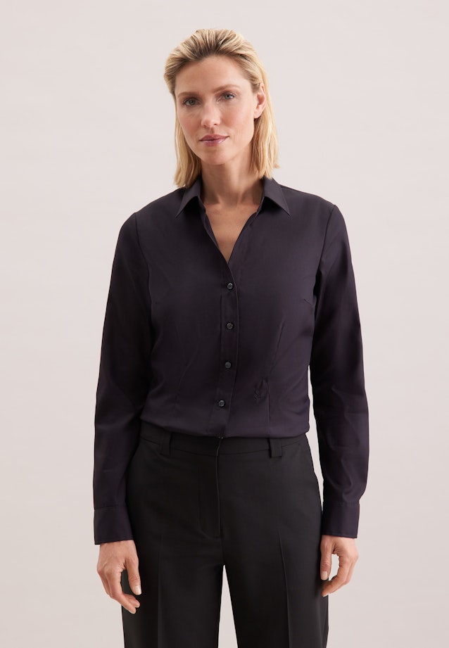 Hemdbluse mit Abnähern slim fit in Schwarz |  Seidensticker Onlineshop