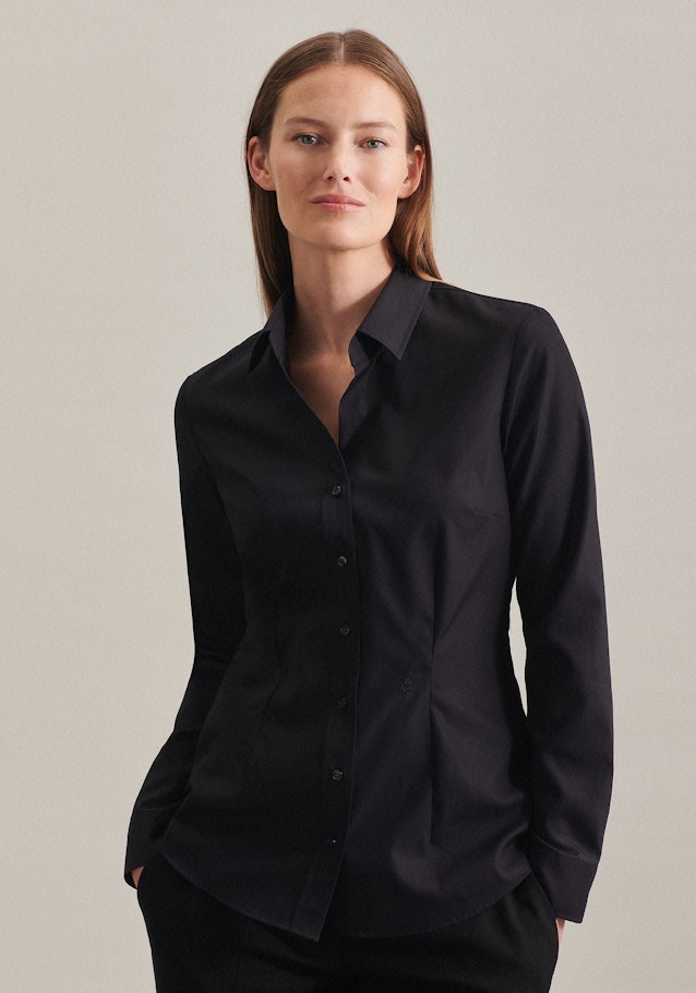Hemdbluse mit Abnähern slim fit in Schwarz | Seidensticker Onlineshop