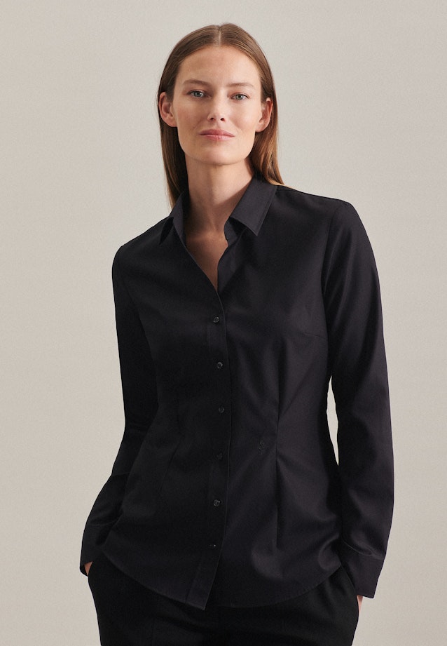 Hemdbluse mit Abnähern slim fit in Schwarz |  Seidensticker Onlineshop
