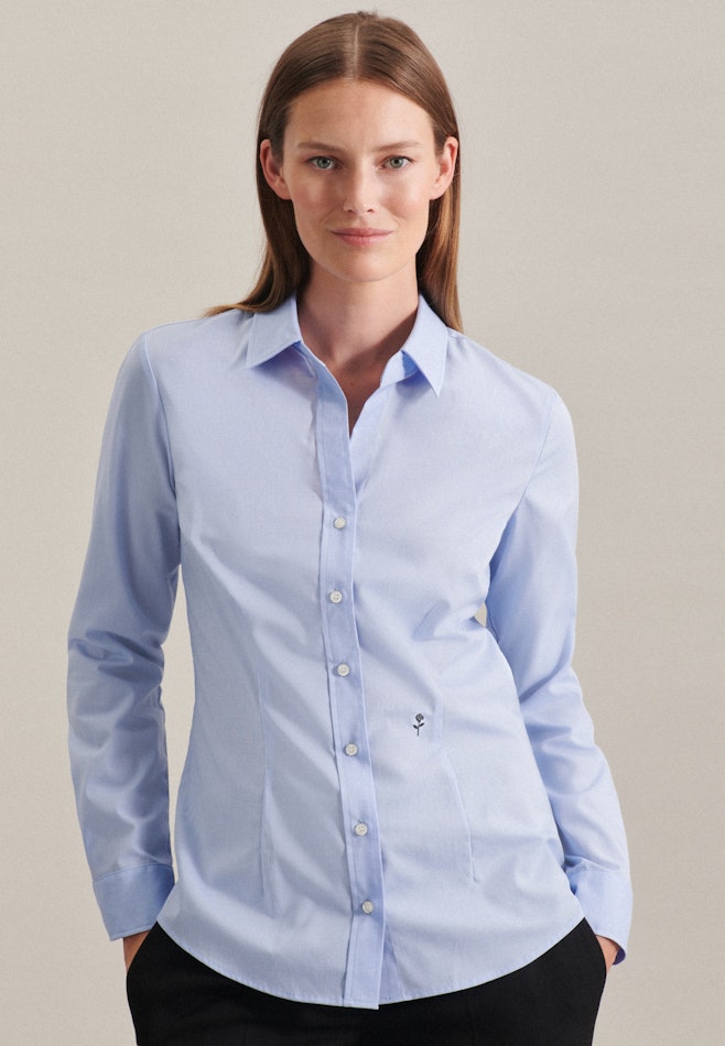 Non-iron Fil a fil Shirtblouse in Lichtblauw | Seidensticker online winkel