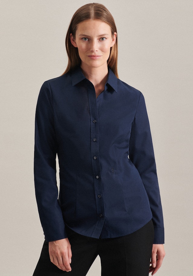 Hemdbluse mit Abnähern slim fit in Dunkelblau | Seidensticker Onlineshop