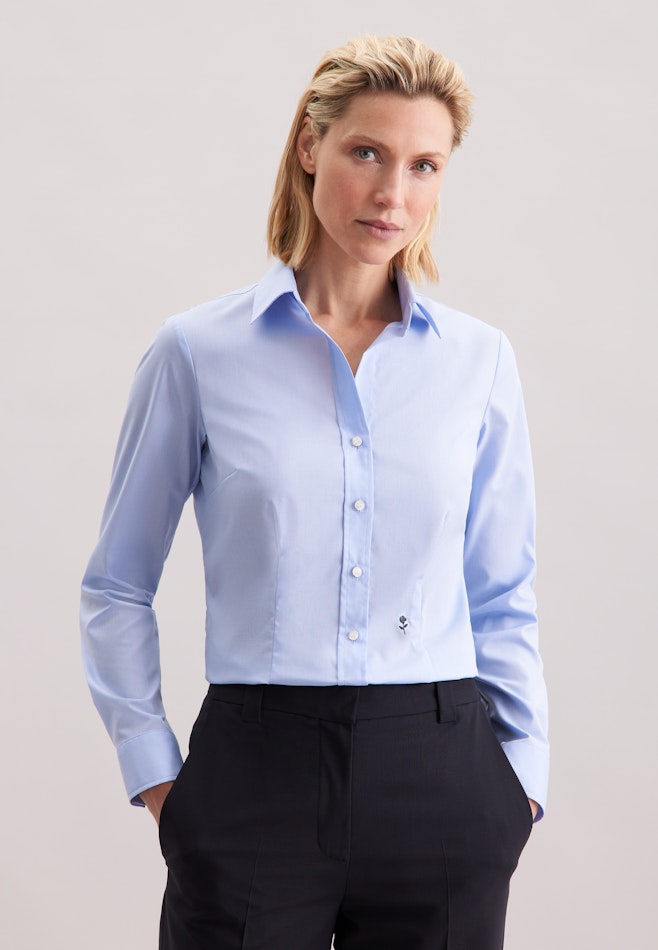 Hemdbluse mit Abnähern slim fit dans Bleu Clair | Boutique en ligne Seidensticker