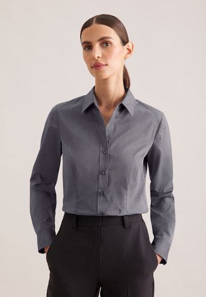 Hemdbluse mit Abnähern slim fit in Gris |  Seidensticker Onlineshop