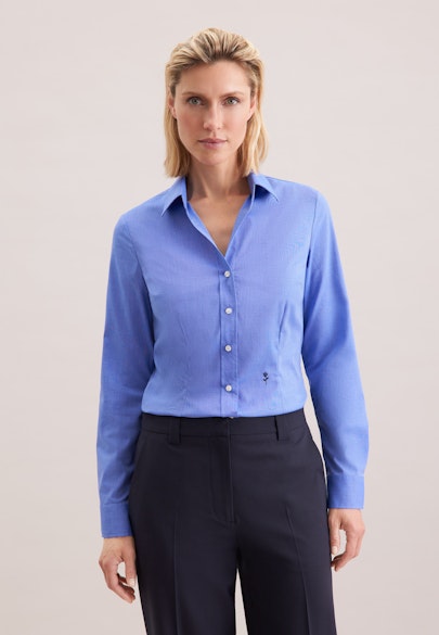 Slim Fit Shirt Blouse with Darts in Medium Blue | Seidensticker Onlineshop