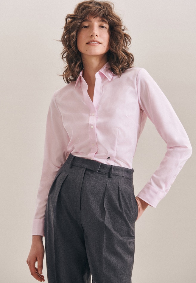 Non-iron Fil a fil Shirt Blouse in Pink | Seidensticker online shop