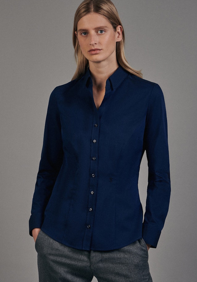 Hemdbluse mit Abnähern slim fit in Dunkelblau | Seidensticker Onlineshop