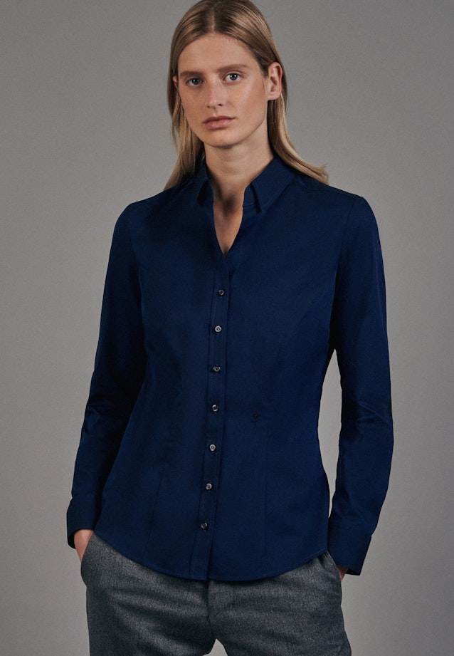 Hemdbluse mit Abnähern slim fit in Dunkelblau |  Seidensticker Onlineshop