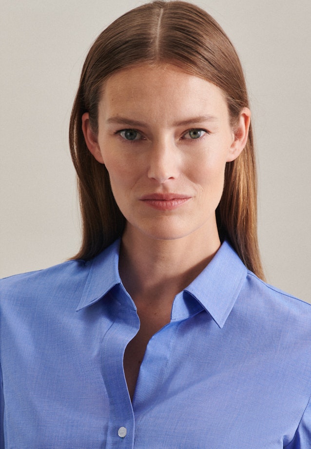 Collar Shirt Blouse in Medium Blue |  Seidensticker Onlineshop