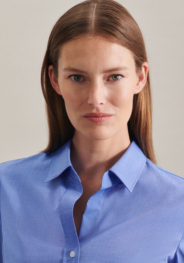 Non-iron Fil a fil Shirt Blouse in Medium Blue | Seidensticker Onlineshop