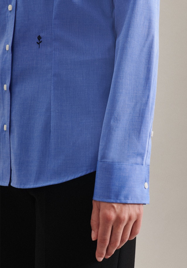 Non-iron Fil a fil Shirt Blouse in Medium Blue |  Seidensticker Onlineshop