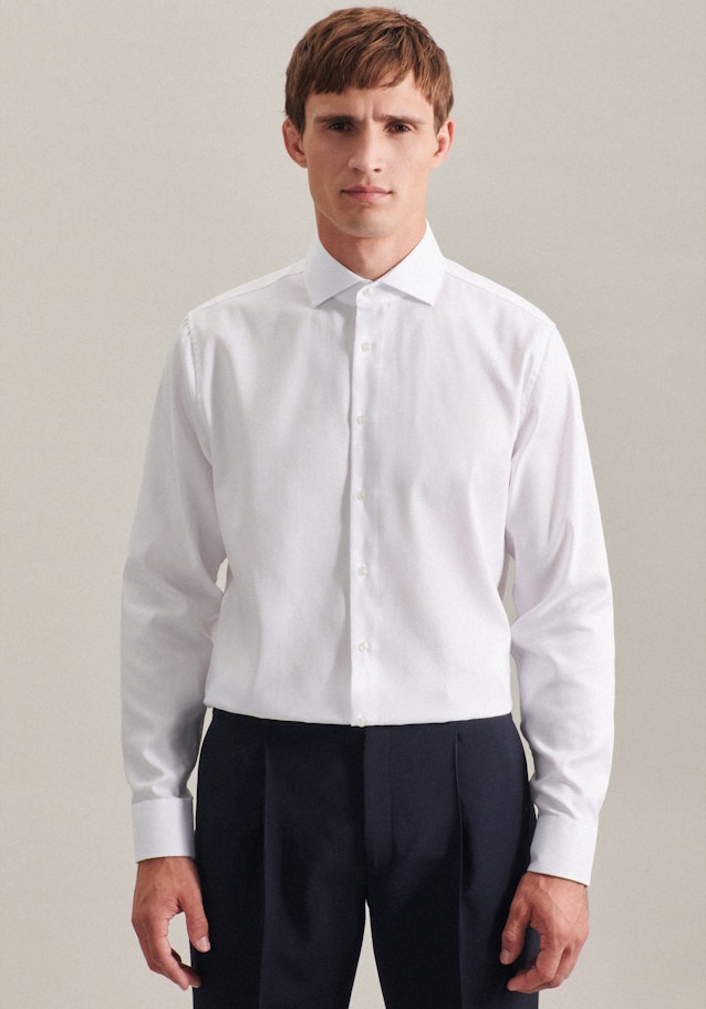 Bügelfreies Oxfordhemd in Shaped mit Kentkragen in Weiß |  Seidensticker Onlineshop