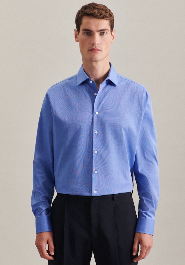 Non-iron Fil a fil Business Shirt in Slim with Kent-Collar in Medium Blue | Seidensticker Onlineshop