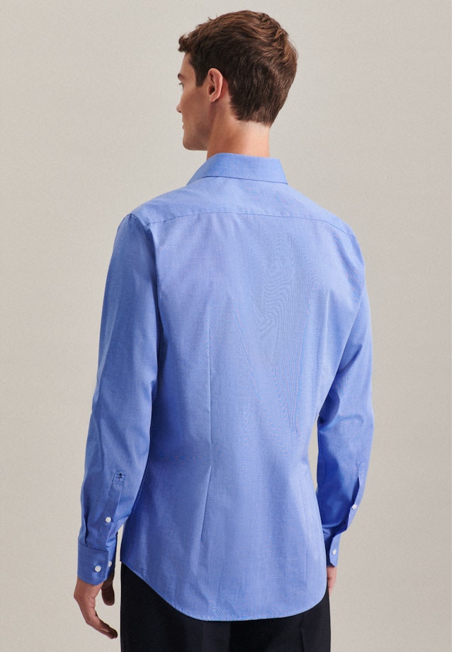 Non-iron Fil a fil Business overhemd in Slim with Kentkraag in Middelmatig Blauw | Seidensticker Onlineshop