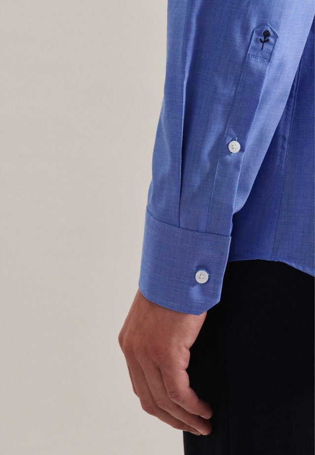 Bügelfreies Fil a fil Business Hemd in Slim mit Kentkragen in Mittelblau |  Seidensticker Onlineshop