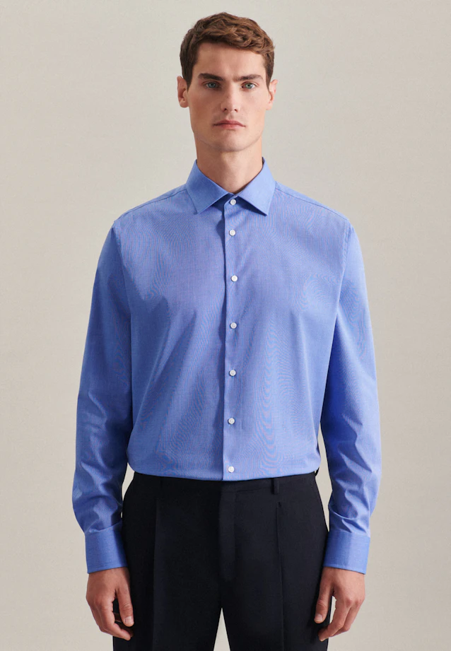 Slim Business Hemd Uni in Mittelblau |  Seidensticker Onlineshop