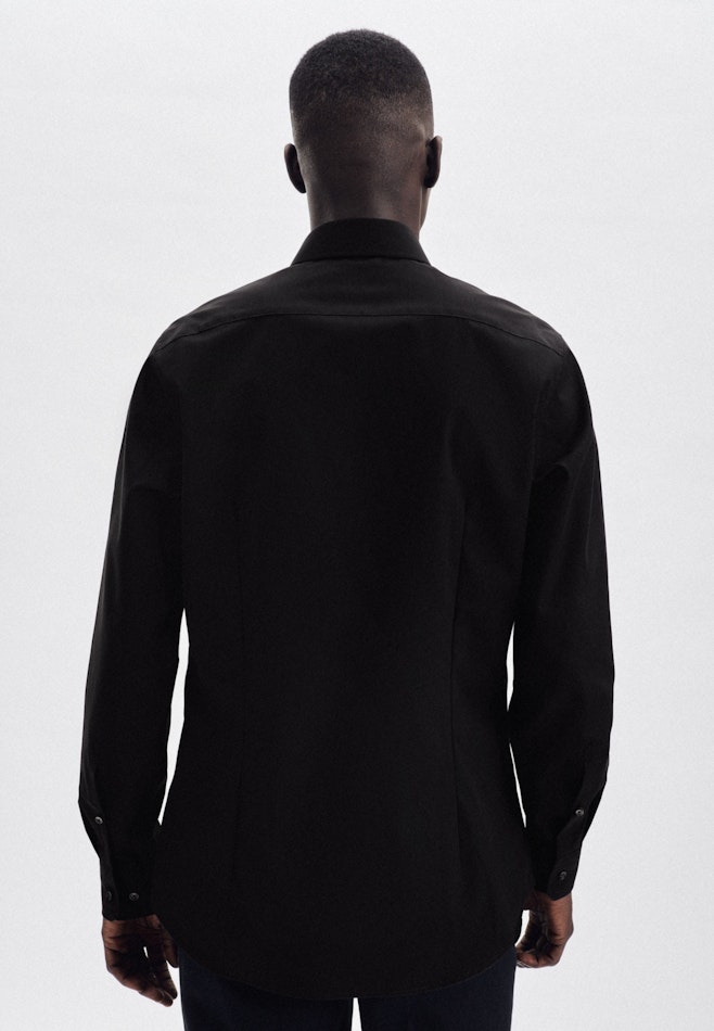 Non-iron Poplin Business Shirt in Shaped with Kent-Collar in Black | Seidensticker online shop