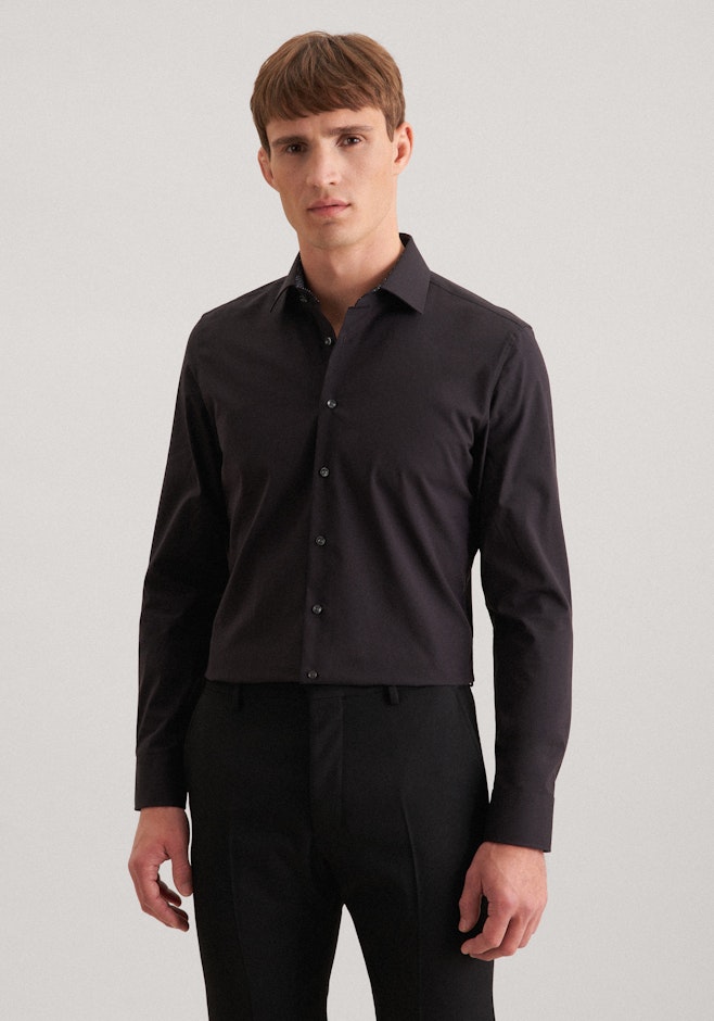 Shaped Business Hemd Uni in Schwarz | Seidensticker Onlineshop
