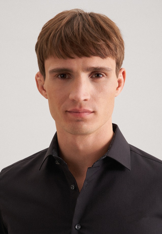 Shaped Business Hemd Uni in Schwarz |  Seidensticker Onlineshop