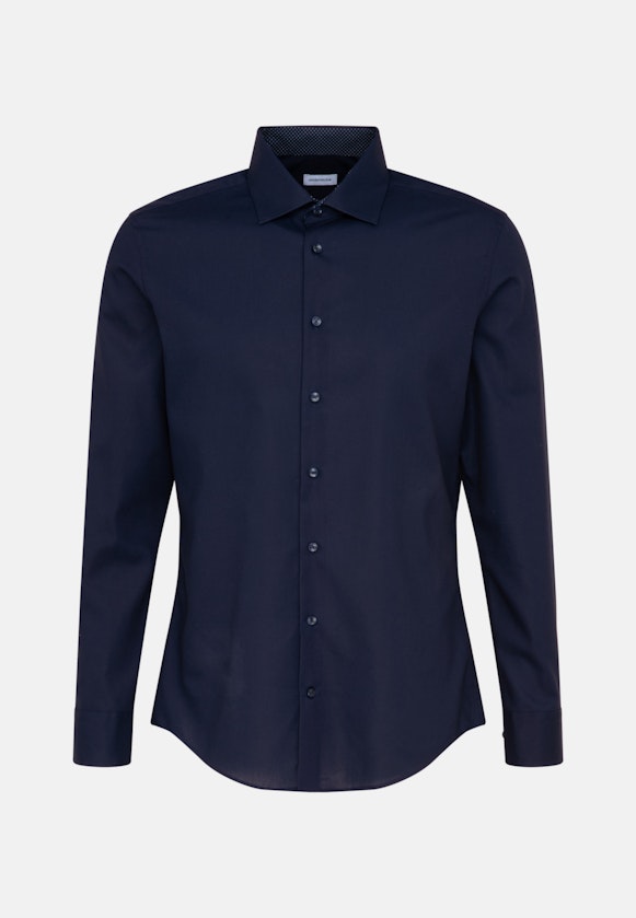 Non-iron Poplin Business Shirt in Shaped with Kent-Collar in Dark Blue |  Seidensticker Onlineshop