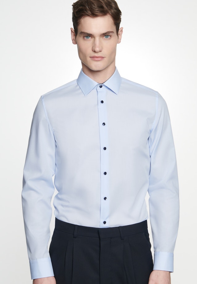 Chemise Business Shaped Popeline Col Kent in Bleu moyen |  Seidensticker Onlineshop