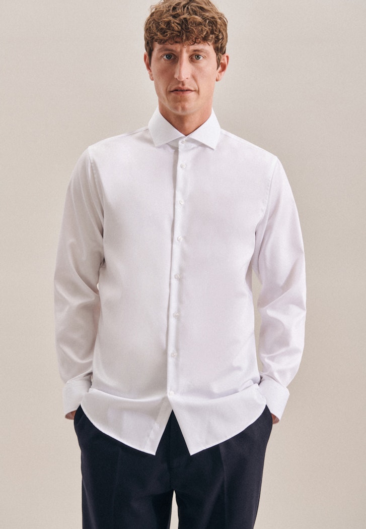 Herren Bügelfreies Twill Business Hemd in Shaped mit Kentkragen weiß |  Seidensticker