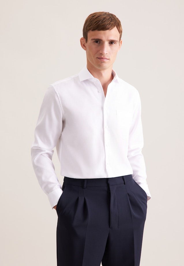 Regular Chemise d'affaires Uni in Blanc |  Seidensticker Onlineshop