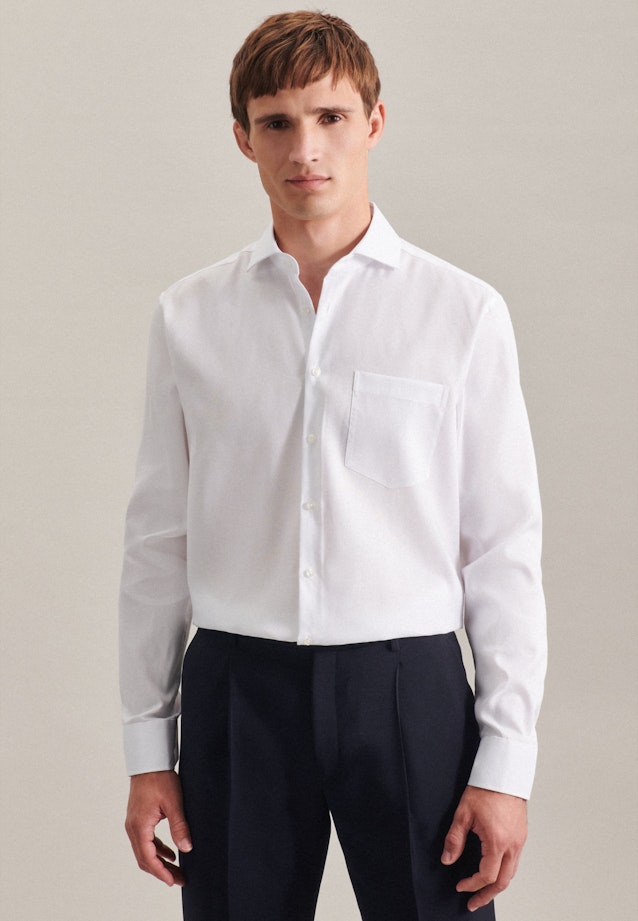 Non-iron Oxford shirt in Regular with Kent-Collar in White | Seidensticker Onlineshop