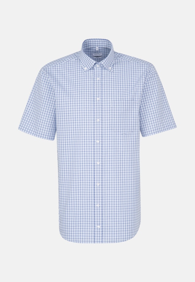 Non-iron Poplin Short sleeve Business Shirt in Comfort with Button-Down-Collar in Medium Blue |  Seidensticker Onlineshop
